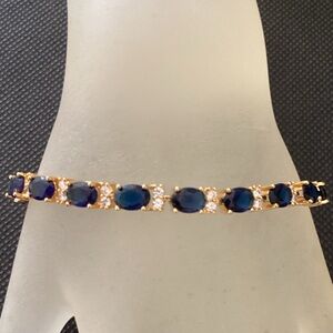 18k Gold plated Blue Sapphire / Cz Bracelet